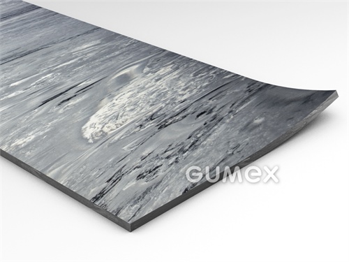 Gummi-Bodenbelag GW CIVI, 3mm, Breite 1250mm, 85°ShA, SBR, glattes Muster, -20°C/+60°C, grauschwarz, 